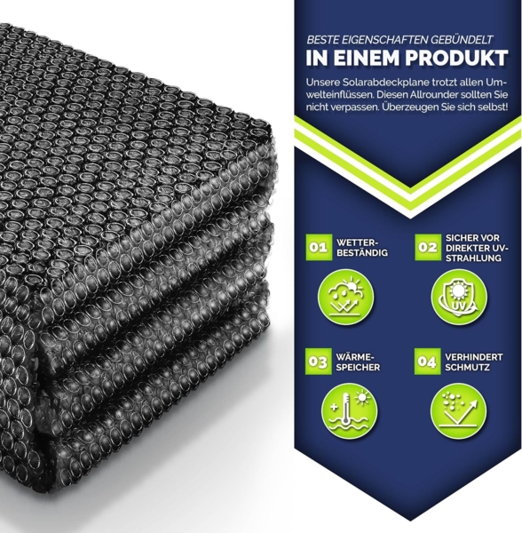 tillvex® Premium Pool Solarabdeckplane 400 µm Rund Ø 549 cm | Solarfolie Wärmeplane zuschneidbar | Solarplane Solarabdeckung | Poolheizung Poolsolarplane für Wassererwärmung Bild 4