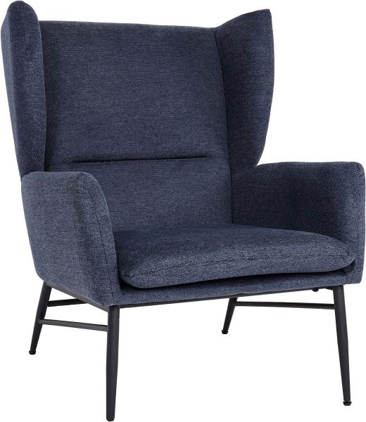 Lounge-Sessel HWC-L62, Ohrensessel Cocktailsessel Sessel Polstersessel, Stoff/Textil Metall ~ blau