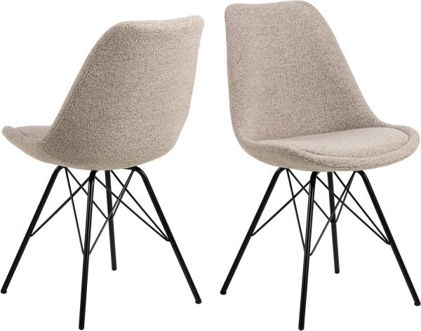 AC Design Furniture Emanuel 2er-Set Esszimmerstühle in Beige, Gepolsterter Sitz und Schwarze Metallbeine, Küchenstühle modern, Polsterstühle, Esszimmermöbel, B: 48. 5 x T: 54 x H: 85. 5 cm