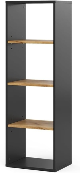 Bücherregal Tomy Anthrazit/Goldkraft Eiche 40 x 120 cm ,4 Fächer Vicco