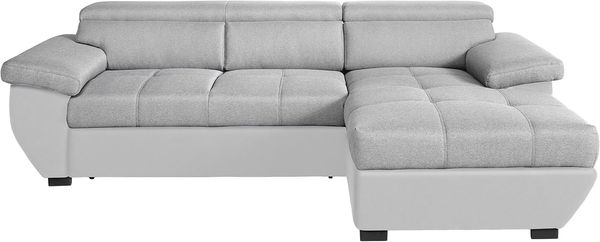 Mivano Ecksofa Speedway / Moderne Couch in L-Form mit verstellbaren Kopfteilen und Recamiere / 267 x 79 x 170 / Zweifarbig: Grau-Hellgrau