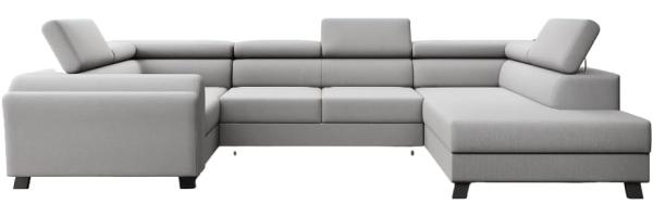 Designer Sofa Emilio mit Schlaf- und Klappfunktion Stoff Grau Rechts