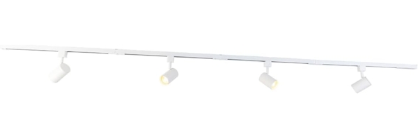 Qazqa Schienensystem-Sets Iconic yade, 210 cm, (1-tlg), GU10, Weiß, Modern, Aluminium, Deckenstrahler 4-flammig