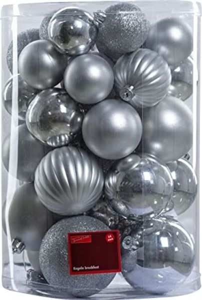 TrendLine Christbaumkugeln 34 Kugeln Ø Silber Weihnachtskugeln Weihnachten