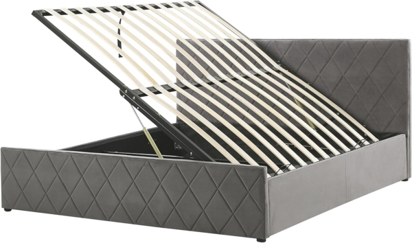 Beliani 'ROCHEFORT' Bett, mit Lattenrost, mit Bettkasten, hochklappbar 140x200 cm Samt