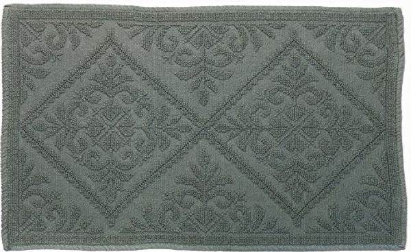 Spirella Badteppich Badematte Duschvorleger 100% Baumwolle Hochflor | flauschig | rutschhemmend | geeignet für Fußbodenheizung | 50x80 cm | Grau Silber Moa