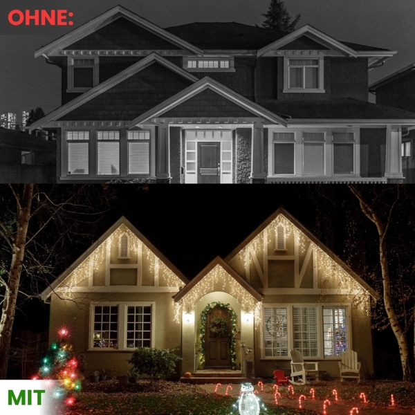 Gartenpirat Eisregen LED Lichterkette 12 m 480 LED kaltweiß Weihnachtsbeleuchtung Timer außen innen Bild 4