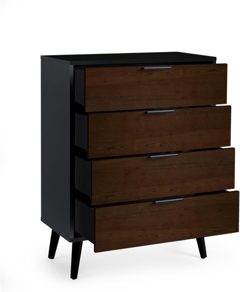 Julian Bowen Alba Kommode mit 4 Schubladen, Softclose, Walnuss und Schwarz, 100,5 x 78 x 40 Bild 5