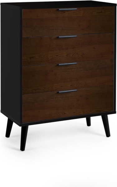 Julian Bowen Alba Kommode mit 4 Schubladen, Softclose, Walnuss und Schwarz, 100,5 x 78 x 40 Bild 4