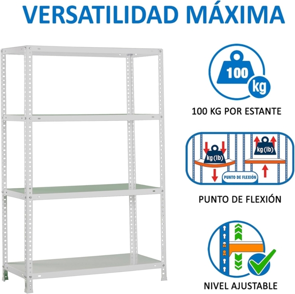 Simonrack Schwerlastregal, Lagerregal, 150 x 80 x 40 Metallregal, Kellerregal, Biegestelle 100 kg, 4 Fachböden, Grau - Comfort Bild 5