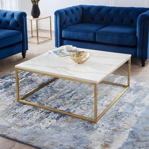 Julian Bowen Scala Couchtisch, Weißer Marmoreffekt/Gold