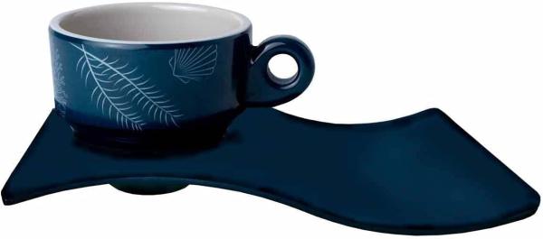 Espresso Tasse mit Unterteller, Melamin, navy weiss - Serie Living einzeln