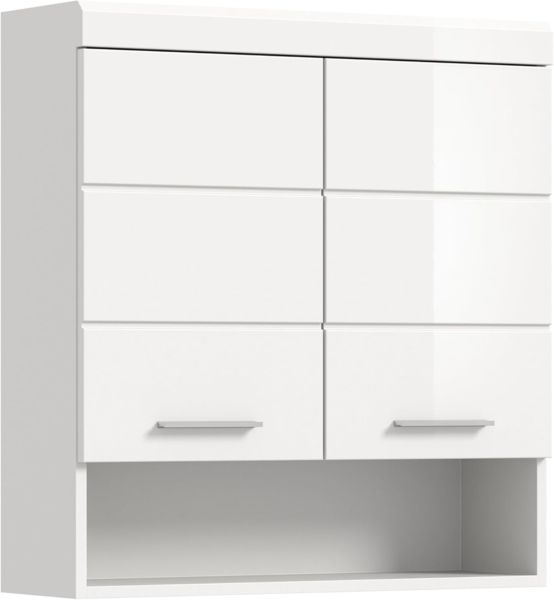 furnling Hängeschrank Scott 2 Türen, 1 offenes Fach, Stauraum, Badmöbel, Badschrank, 74 cm breit