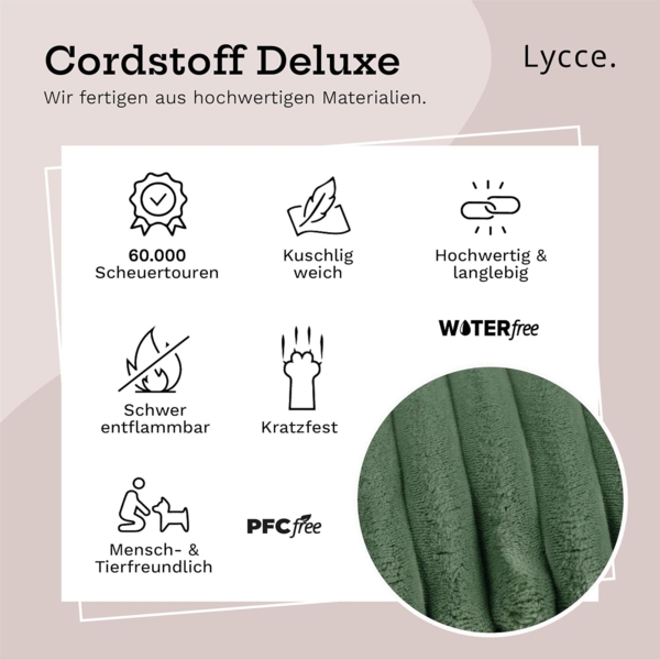 Lycce Dekokissen Kissenbezug Deluxe aus extra breitem, flauschigem Cordstoff 50x50cm Bild 4