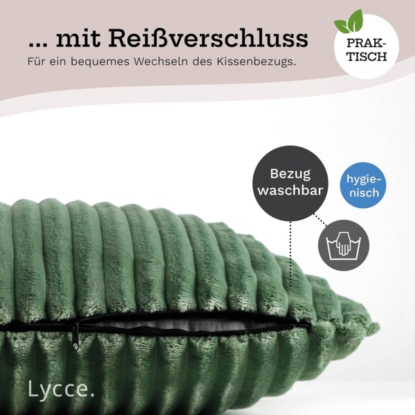 Lycce Dekokissen Kissenbezug Deluxe aus extra breitem, flauschigem Cordstoff 50x50cm Bild 5