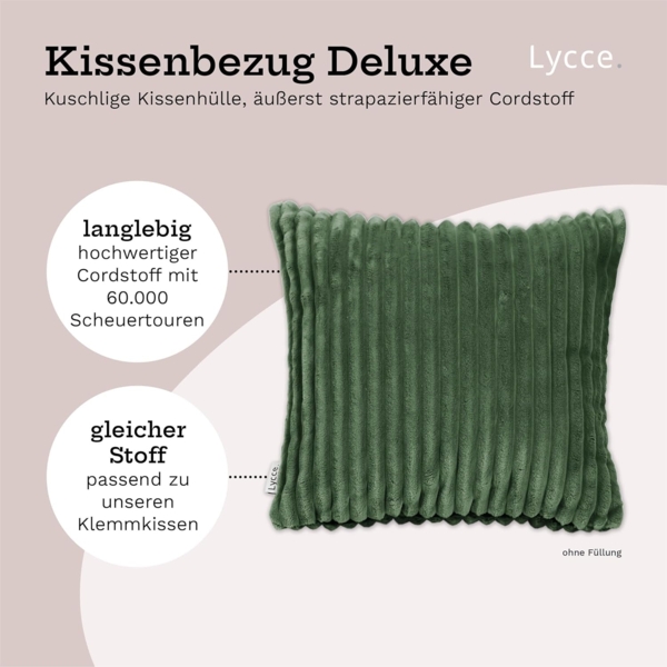 Lycce Dekokissen Kissenbezug Deluxe aus extra breitem, flauschigem Cordstoff 50x50cm Bild 2