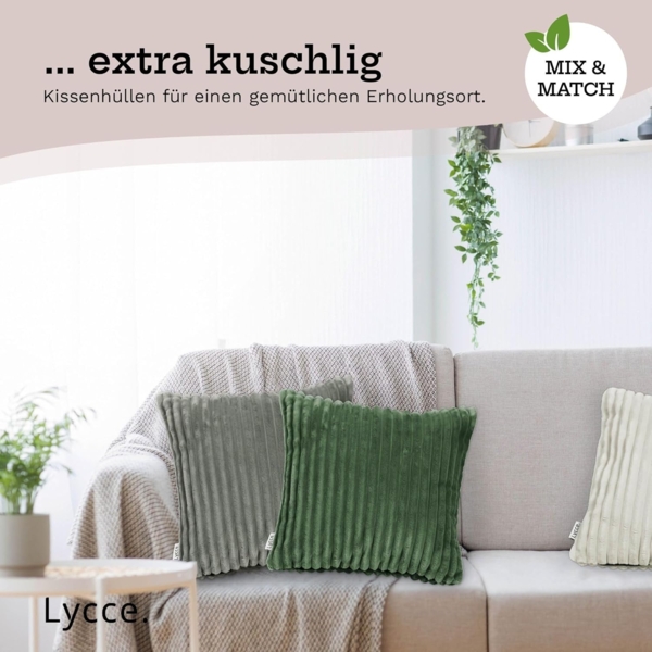 Lycce Dekokissen Kissenbezug Deluxe aus extra breitem, flauschigem Cordstoff 50x50cm Bild 6