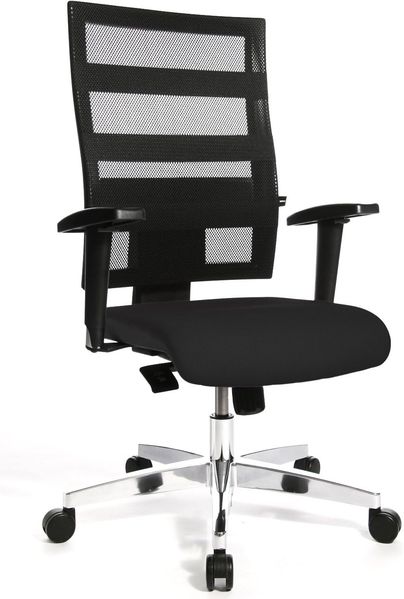 Topstar X-Pander, ergonomischer Bürostuhl, Schreibtischstuhl, inkl. höhenverstellbare Armlehnen, Netzbezug, Bezugsstoff, schwarz