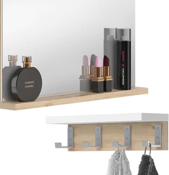 Badezimmerspiegel Henri Weiß 50 x 51.6 cm mit Regal Vicco Bild 6