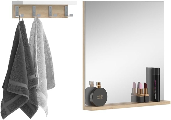 Badezimmerspiegel Henri Weiß 50 x 51.6 cm mit Regal Vicco Bild 7