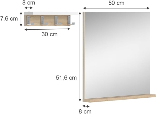 Badezimmerspiegel Henri Weiß 50 x 51.6 cm mit Regal Vicco Bild 3