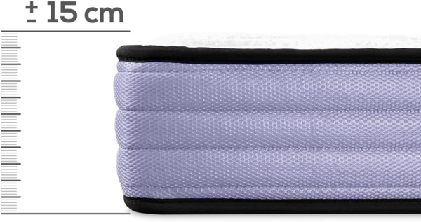 amuéblate online Viskoelastische Matratze, Violett, wendbar, 120x200 cm, optimale Festigkeit und Komfort, milbendicht, antibakteriell und hypoallergen Bild 7