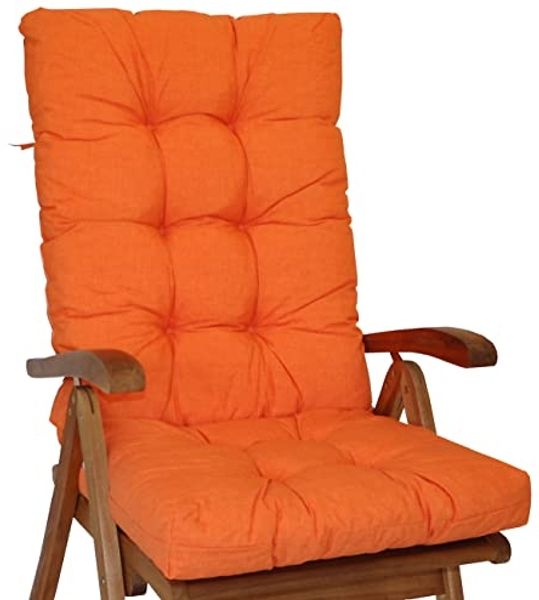 Rattani Hochlehnerauflage Polster für Gartenstuhl Hochlehner Auflage Sylva Gr 120 x 50 cm orange