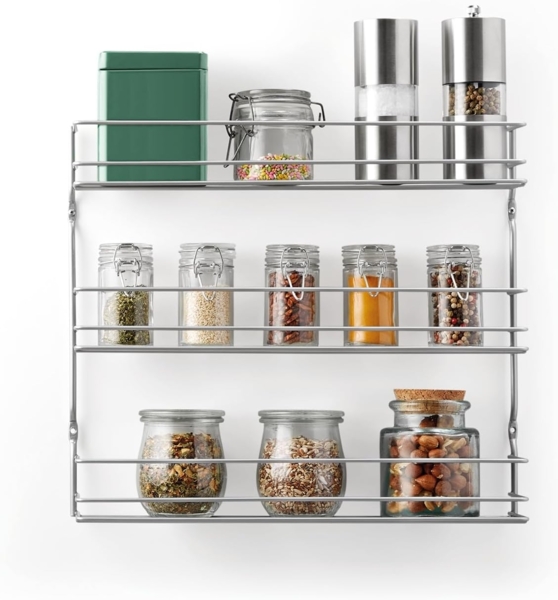 Metaltex 'Pepito' Wand-Gewürzregal mit 5 Ablagen, Metall weiß, 32 x 8 x 36 cm