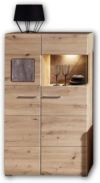 Highboard mit LED 'SPIDER PLUS' Artisan Eiche Caspio Glas