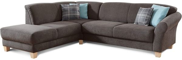 CAVADORE Ecksofa Gootlaand / Große Sitzecke im Landhausstil inkl. praktischer Vorziehfunktion und Bettkasten / Mit Federkern-Polsterung / 257 x 84 x 212 / Dunkelgrau
