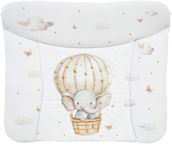 Ceba Baby® weiche Wickelauflage 75x72 cm - Baby Wickelunterlage - Wickeltischauflage für Junge und Mädchen - Wasserdicht, abwaschbar - OEKO-TEX® Standard 100 - Made in EU - Elefant im Ballon