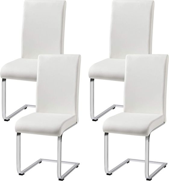 Yaheetech 4er-Set Freischwinger, Kunstleder, Weiß, 41,5 x 55 x 103 cm
