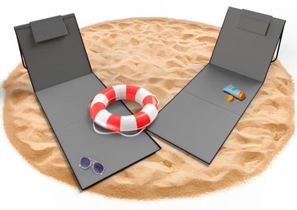 BigDean Gartenliege Strandmatte 2er Set gepolsterte Strandliege klappbar verstellbare, Set, 2 St, Liegen, Ultraleicht, Klappbar, Wasserabweisend & Schmutzabweisend
