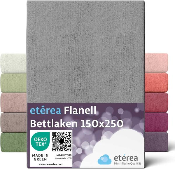 etérea Flanell Spannbettlaken 150x250 cm Grau