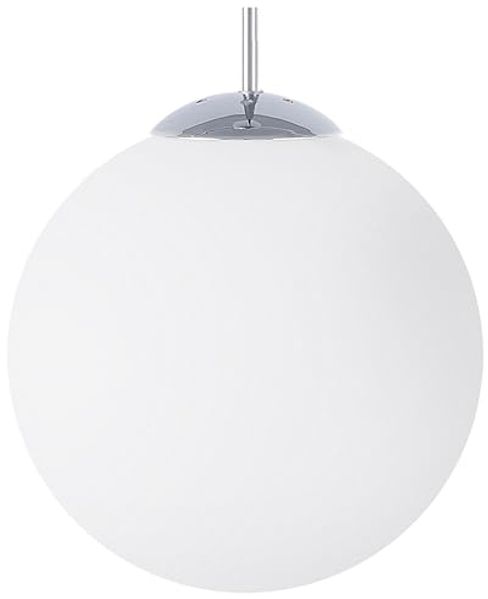 'Barrow' Hängeleuchte Silber Metall großer Schirm in Kugelform aus Glas in Weiß Moderner Stil