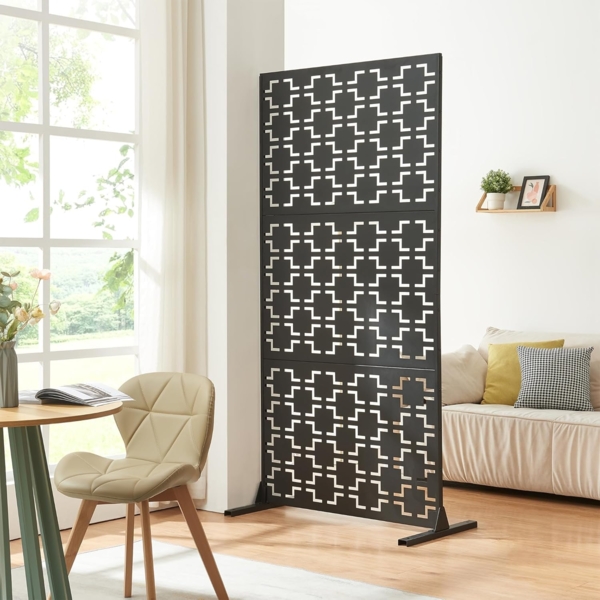 Indoor Trennwand Aaskis Stahl 200x100x50 cm Schwarz [casa. pro]