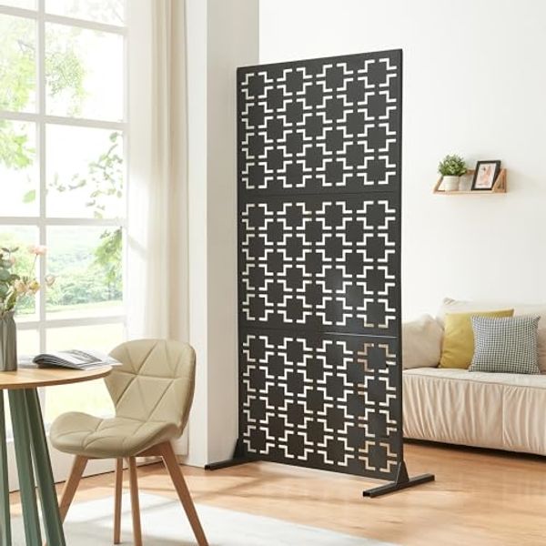 Indoor Trennwand Aaskis Stahl 200x100x50 cm Schwarz [casa. pro]
