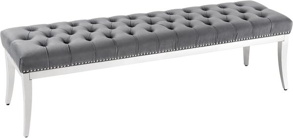 riess-ambiente Sitzbank CASTLE DELUXE 165cm grau / silber (Einzelartikel, 1-St), Esszimmer · Samt · Edelstahl · Schlafzimmer · Flur · Barock Design