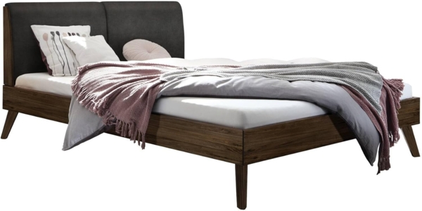 Hasena pronto - Wood Simone Massivholzbett 180x200 Nussbaum, geölt 328-Pepe anthrazit