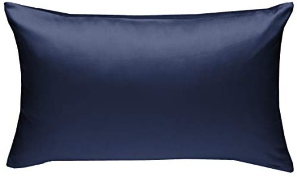 Bettwaesche-mit-Stil Mako-Satin / Baumwollsatin Bettwäsche uni / einfarbig dunkelblau Kissenbezug 40x60 cm