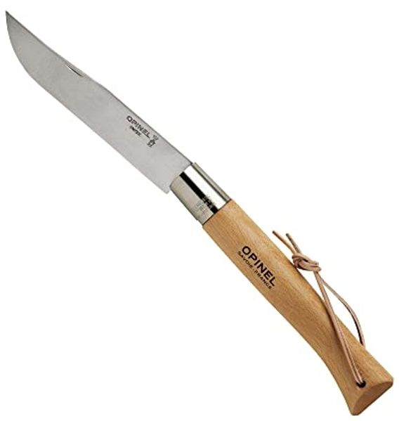 Opinel Tradition N°13 Giant - Klappmesser - 22 cm - kleine schwarze Striche, Grifffarbe Hellgelb bis Rosa