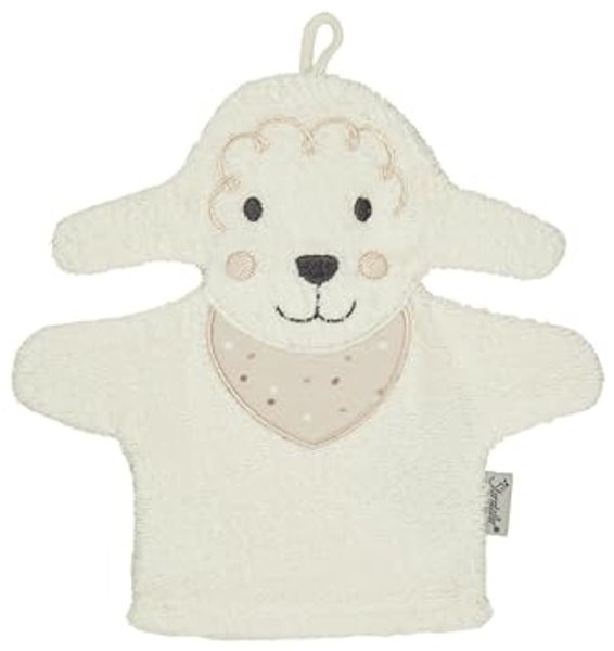 Sterntaler Waschhandschuhe Schaf Flocke - Frottee Babywaschhandschuh aus saugfähiger, weicher Baumwolle, sorgt für Spaß beim Baden und Duschen - Baby und Kinder Waschlappen, ecru