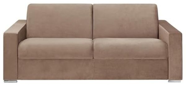 Vente-unique - CALITO Sofa SamtStoff Beige - B 223 cm94 cm x H 87 cm x L 216 cm