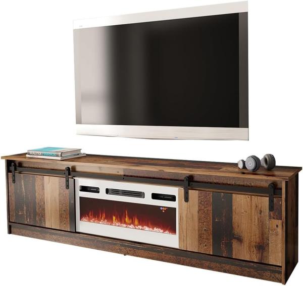 TV-Lowboard Otemna mit weiß Elektrischem Kamin (Farbe: Old Wood)