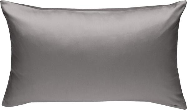 Bettwaesche-mit-Stil Mako-Satin / Baumwollsatin Bettwäsche uni / einfarbig dunkelgrau Kissenbezug 50x70 cm