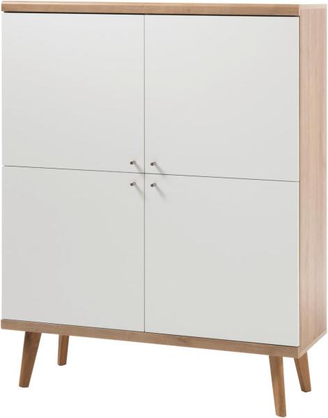 Highboard Helge in weiß und Eiche Riviera 107 x 134 cm