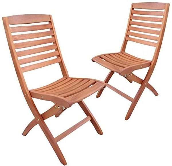 Klappstuhl Gartensessel Stuhl aus Eukalyptusholz 2er Set