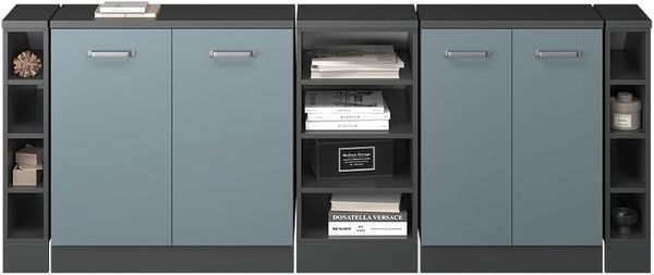 Küchenschrank für Dachschrägen R-Line Blau-Grau 210 cm 5er Set Schrankkorpuss 60 cm Tiefe Vicco Bild 5