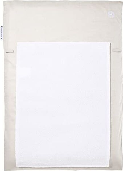 Wickelauflage 50x70 | Wickelunterlage Sand Beige | Wickelauflagenbezug inkl. abnehmbares Frottee Handtuch | Alternative zu Wickelauflage abwaschbar