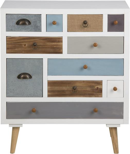 PKline Holz Sideboard weiß/ bunt